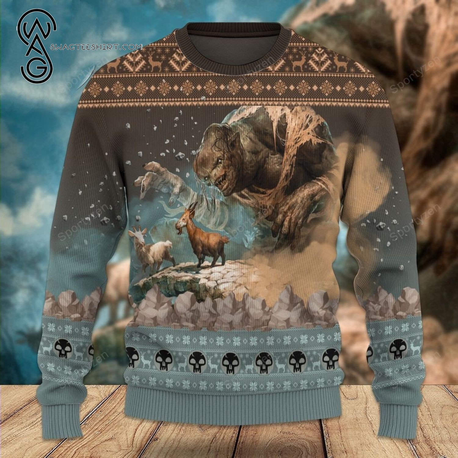 Game Magic The Gathering Clackbridge Troll Ugly Christmas Sweater