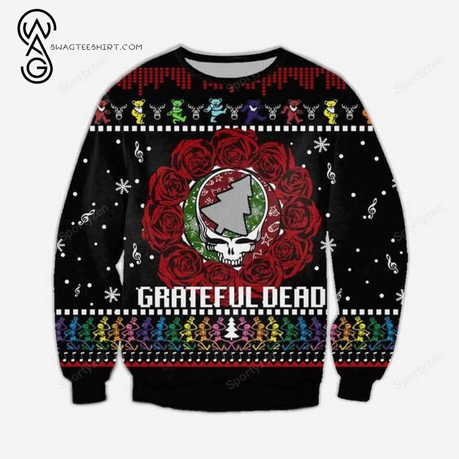 Grateful Dead Bears Full Print Ugly Christmas Sweater
