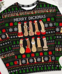 Naughty Merry Dickmas Full Print Ugly Christmas Sweater