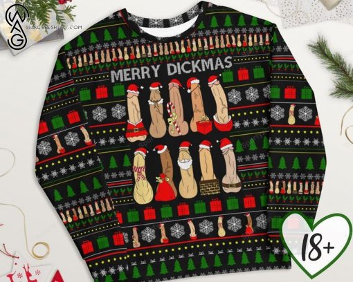 Naughty Merry Dickmas Full Print Ugly Christmas Sweater