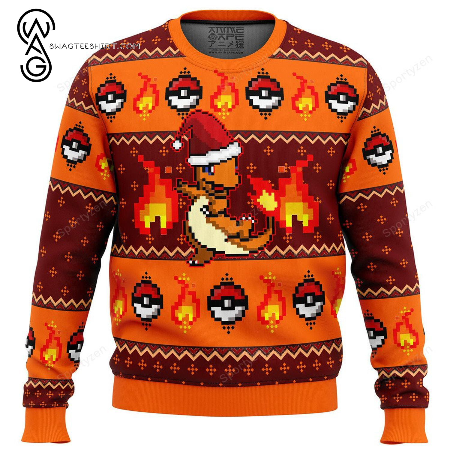 Pokemon Pikachu With Santa Hat Full Print Ugly Christmas Sweater