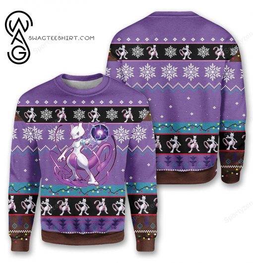 Pokemon Mewtwo Full Print Ugly Christmas Sweater