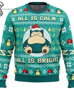 Pokemon Snorlax All Is Calm All Is Bright Full Print Ugly Christmas Sweater
