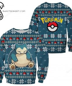 Pokemon Snorlax Sleeping Full Print Ugly Christmas Sweater