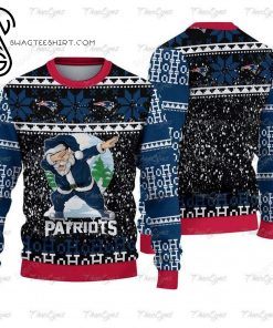 Santa Dabbing New England Patriots Full Print Ugly Christmas Sweater