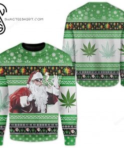 Santa Smoking Weed Full Print Ugly Christmas Sweater