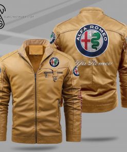 Alfa Romeo Sport Car Fleece Leather Jacket