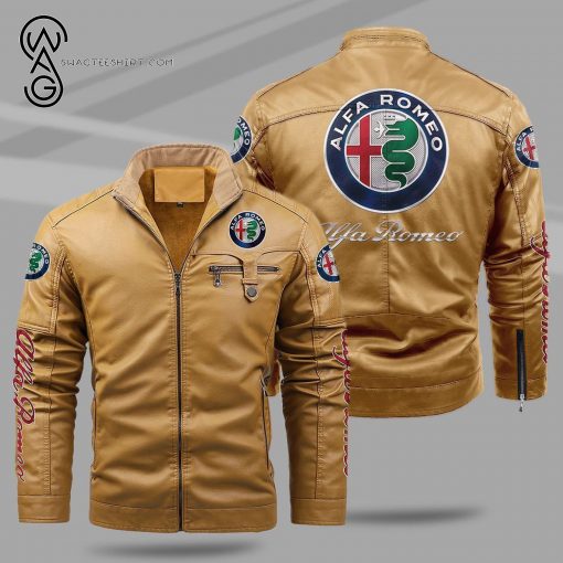 Alfa Romeo Sport Car Fleece Leather Jacket