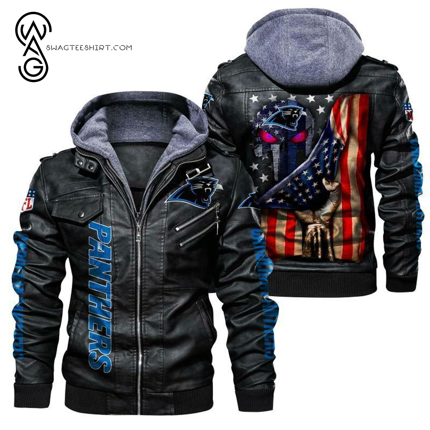 American Flag Carolina Panthers Team Leather Jacket