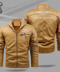 Aston Martin Sports Car Fleece Leather Jacket