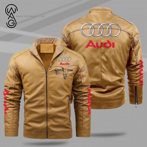 Audi Sport Car Fleece Leather Jacket