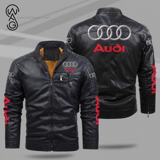 Audi Sport Car Fleece Leather Jacket