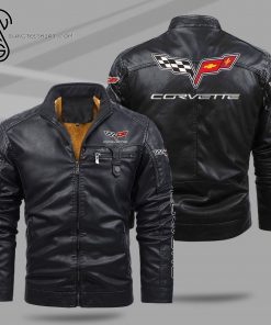 Chevrolet Corvette Sport Car Fleece Leather Jacket