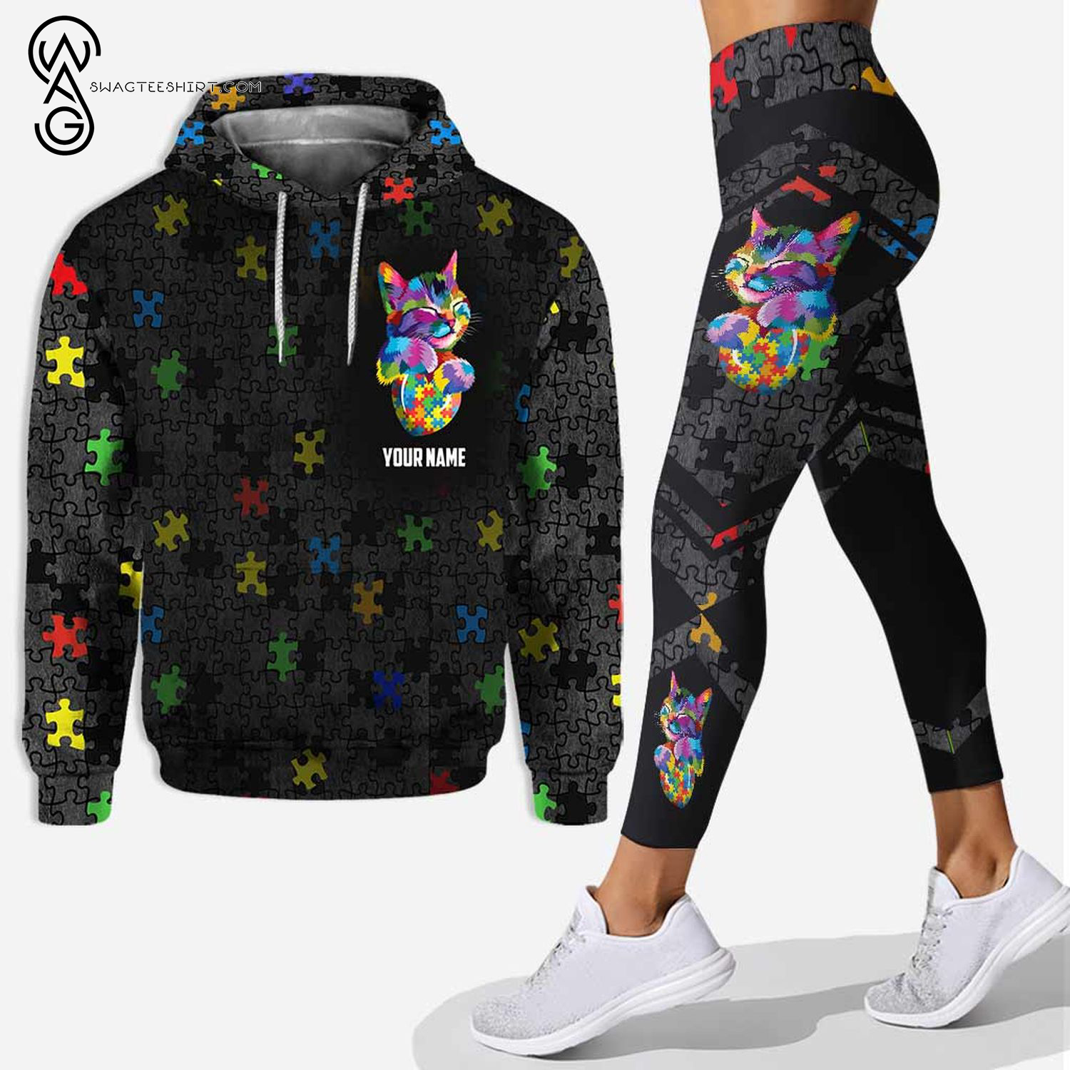 Custom Cat Don't Judge What You Don't Understand Autism Awareness Hoodie and Leggings