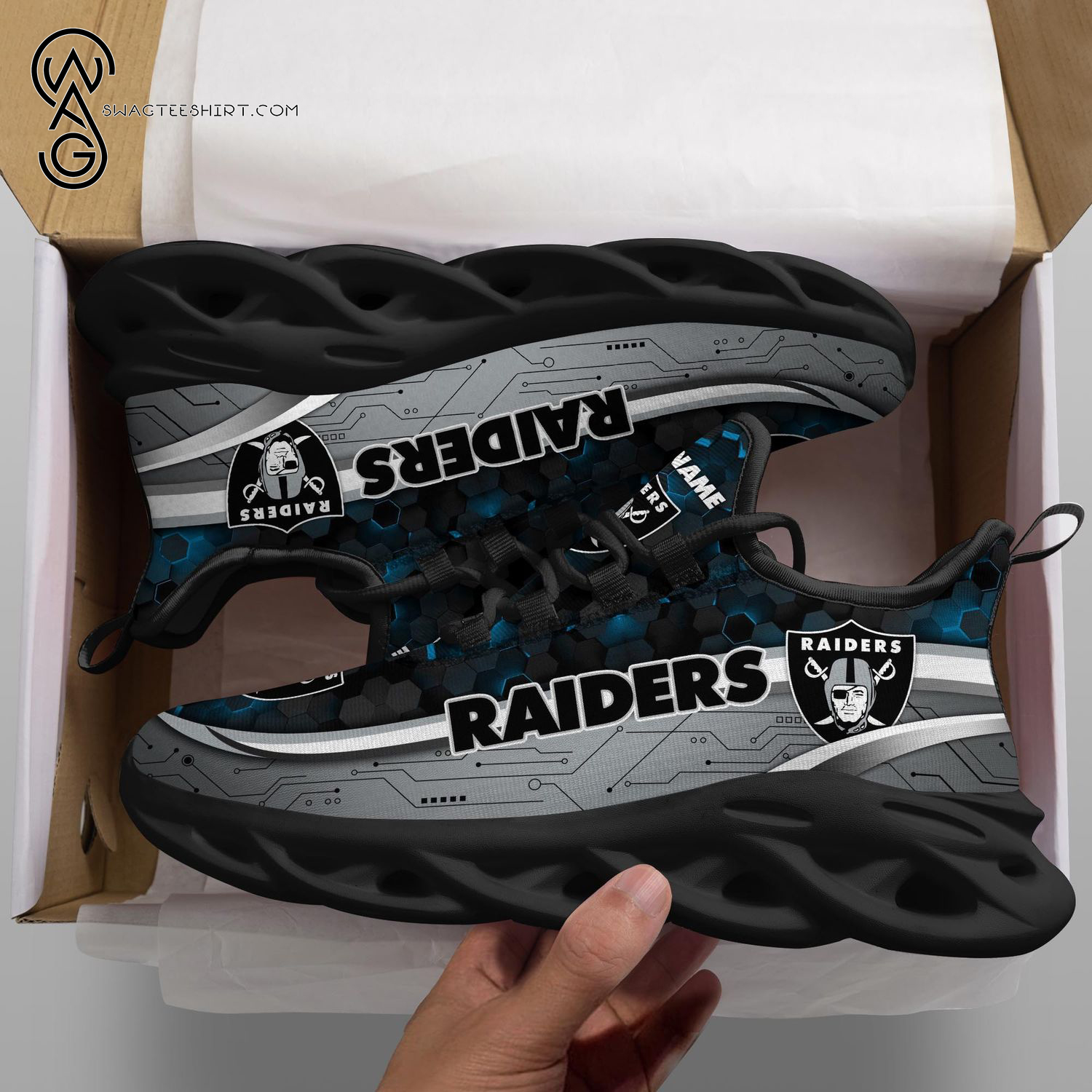 Custom Oakland Raiders NFL Max Soul Shoes