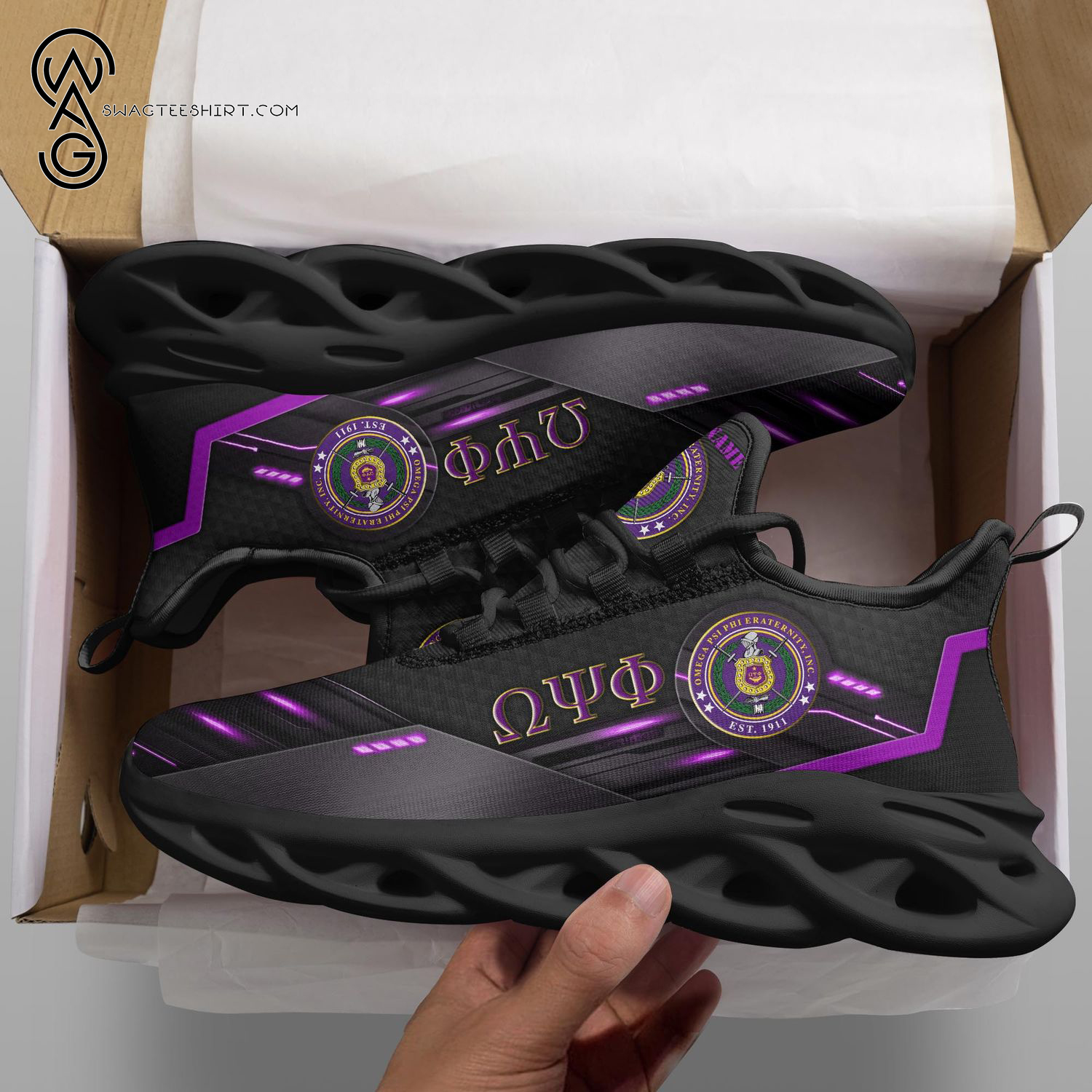 Custom Omega Psi Phi Fraternity Symbol Max Soul Shoes