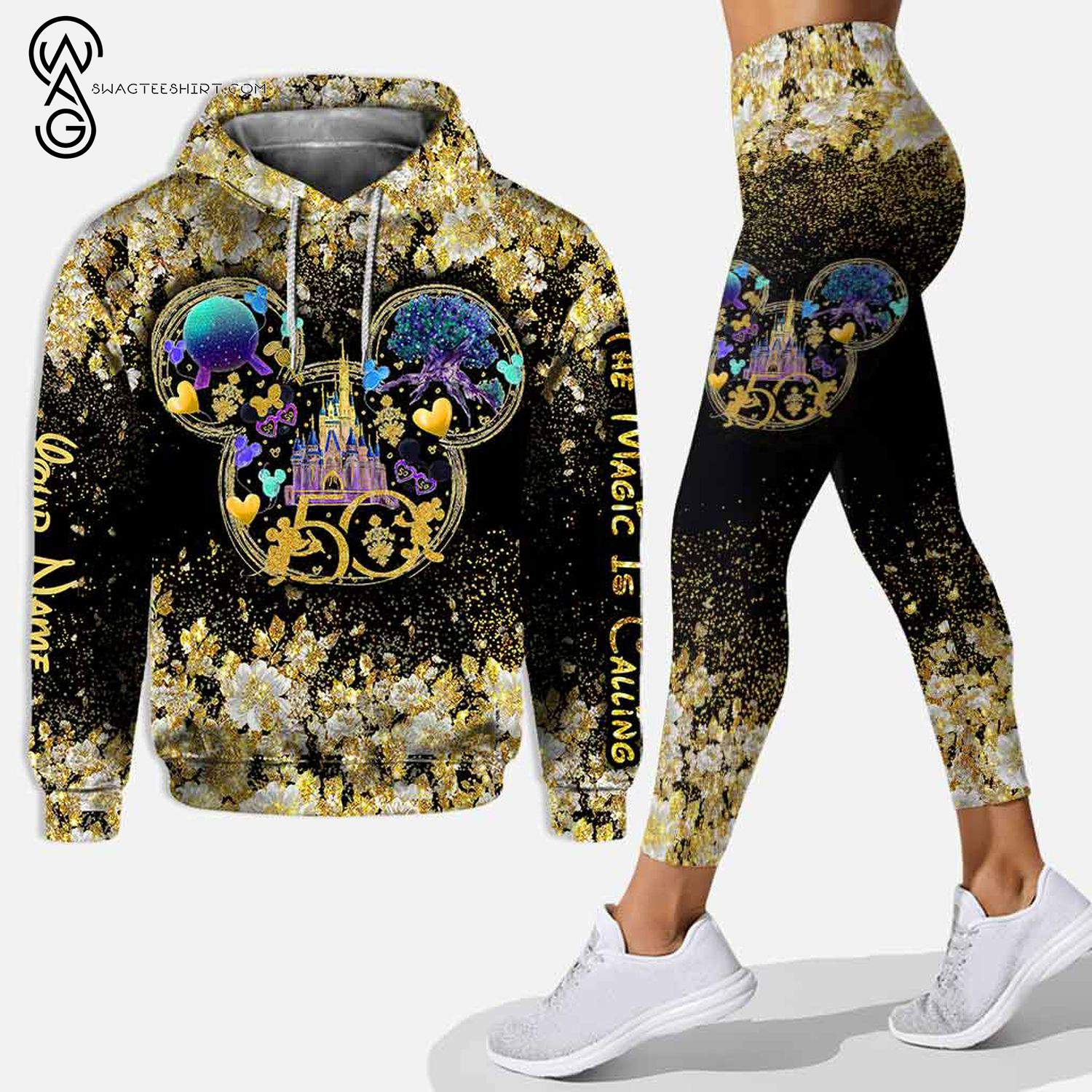 Custom The Disney Castle And Mouse Ears Hoodie and Leggings