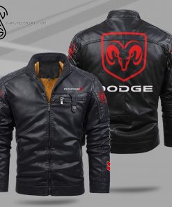 Dodge Cars Fleece Leather Jacket
