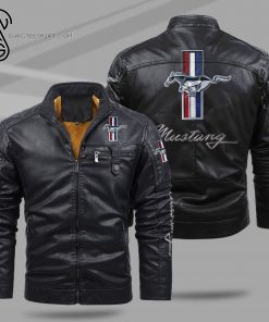 Ford Mustang Car Fleece Leather Jacket