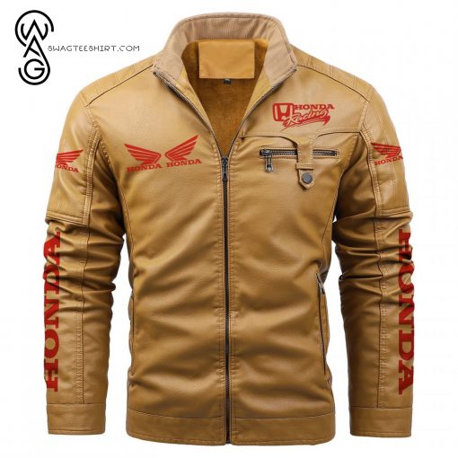 Honda Racing Symbol Fleece Leather Jacket