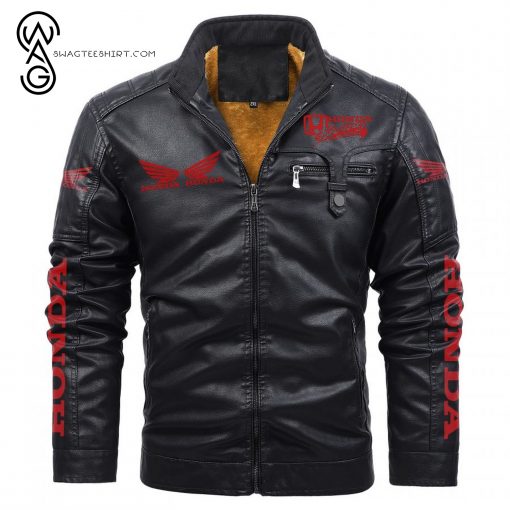 Honda Racing Symbol Fleece Leather Jacket