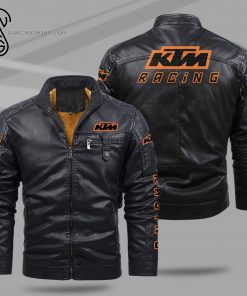 KTM Sportmotorcycle Racing Fleece Leather Jacket