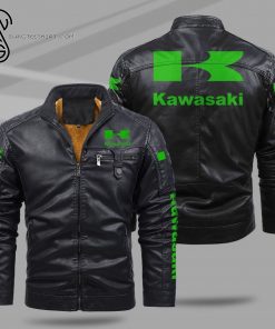Kawasaki Motorcycles Fleece Leather Jacket