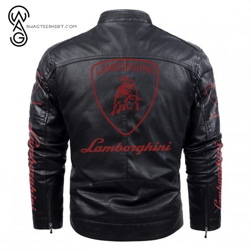 Lamborghini Sports Car Fleece Leather Jacket