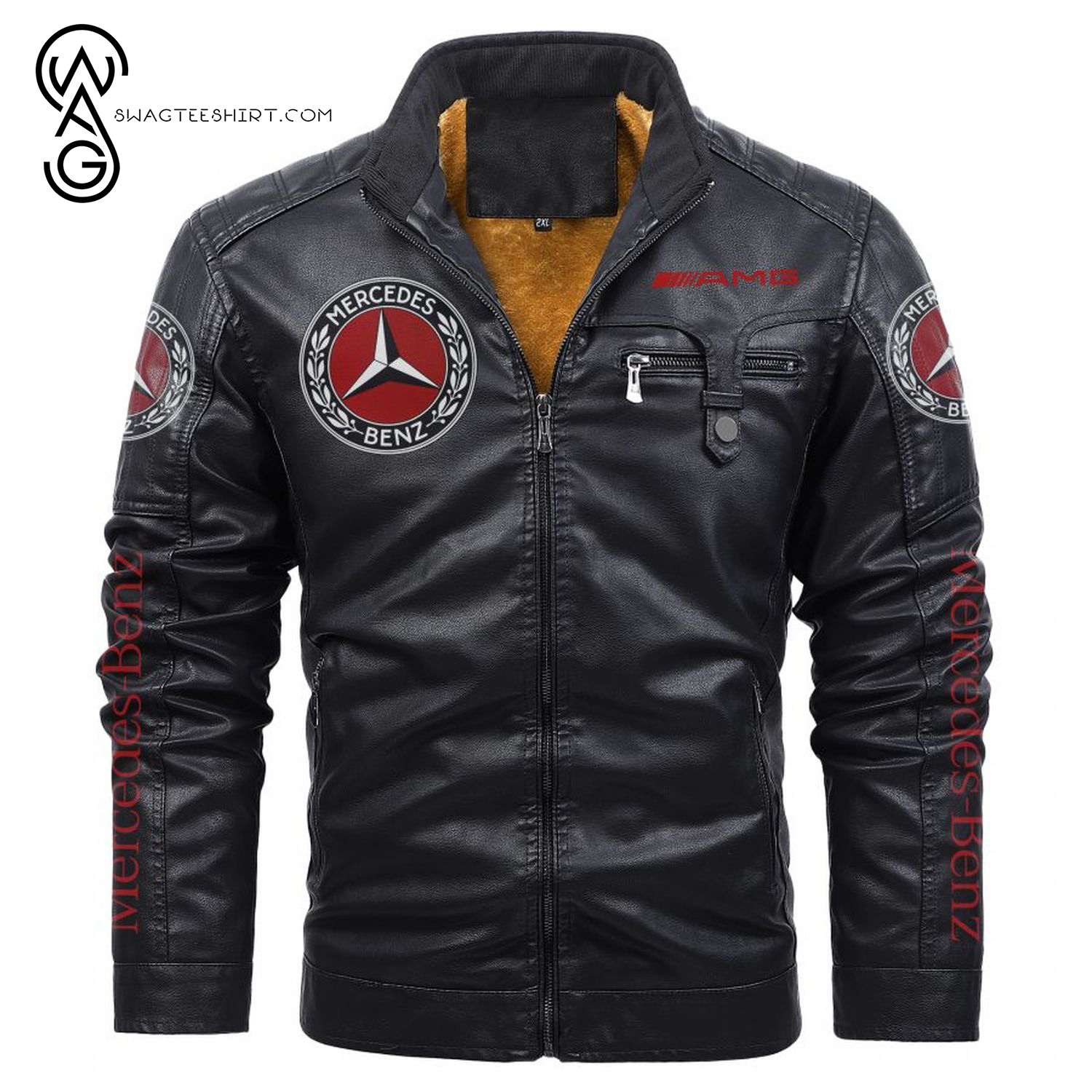 Mercedes-Benz Sports Car Fleece Leather Jacket