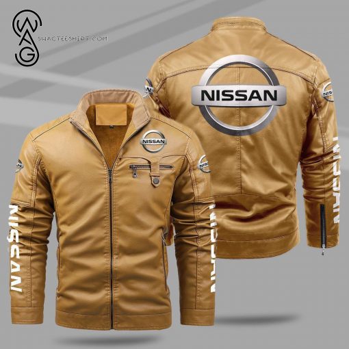 Nissan Cars Fleece Leather Jacket