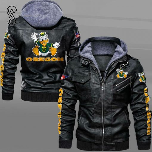 Oregon Ducks Sport Team Leather Jacket