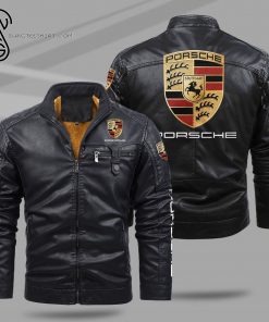 Porsche Sport Cars Fleece Leather Jacket
