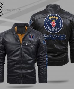 Saab Automobile AB Fleece Leather Jacket