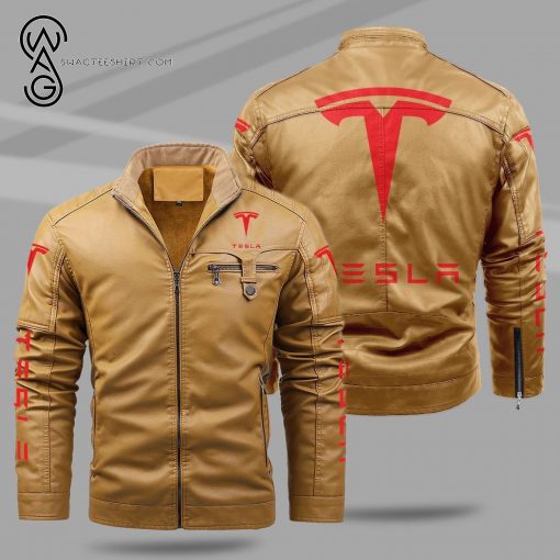 Tesla Motors Fleece Leather Jacket