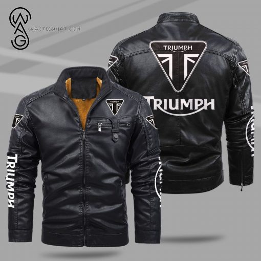 Triumph Motorcycles Racing Fleece Leather Jacket