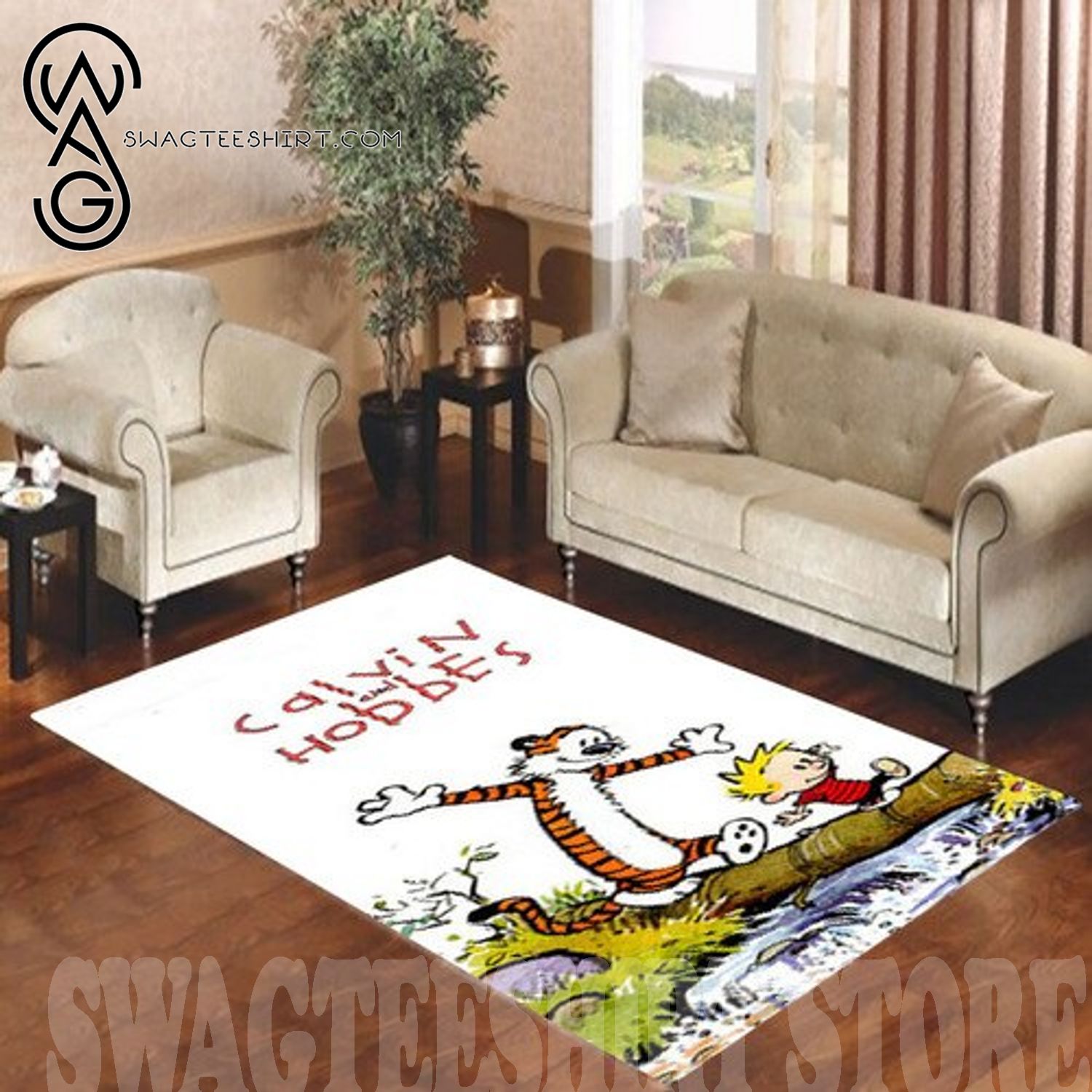 High quality] Calvin and Hobbes Living Room Carpet Rugs 607