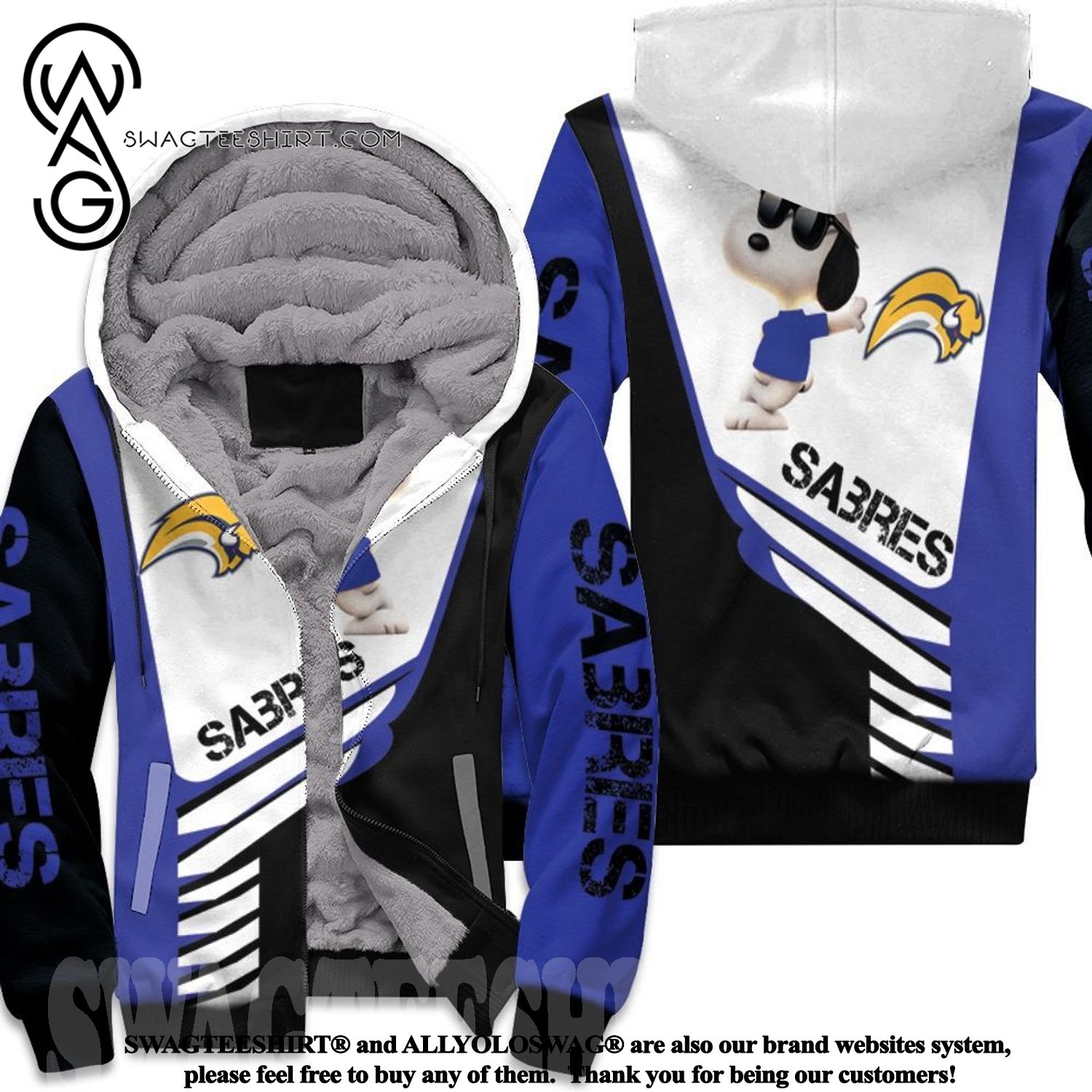 Buffalo Sabres Snoopy New Style Full Print Fleece Hoodie