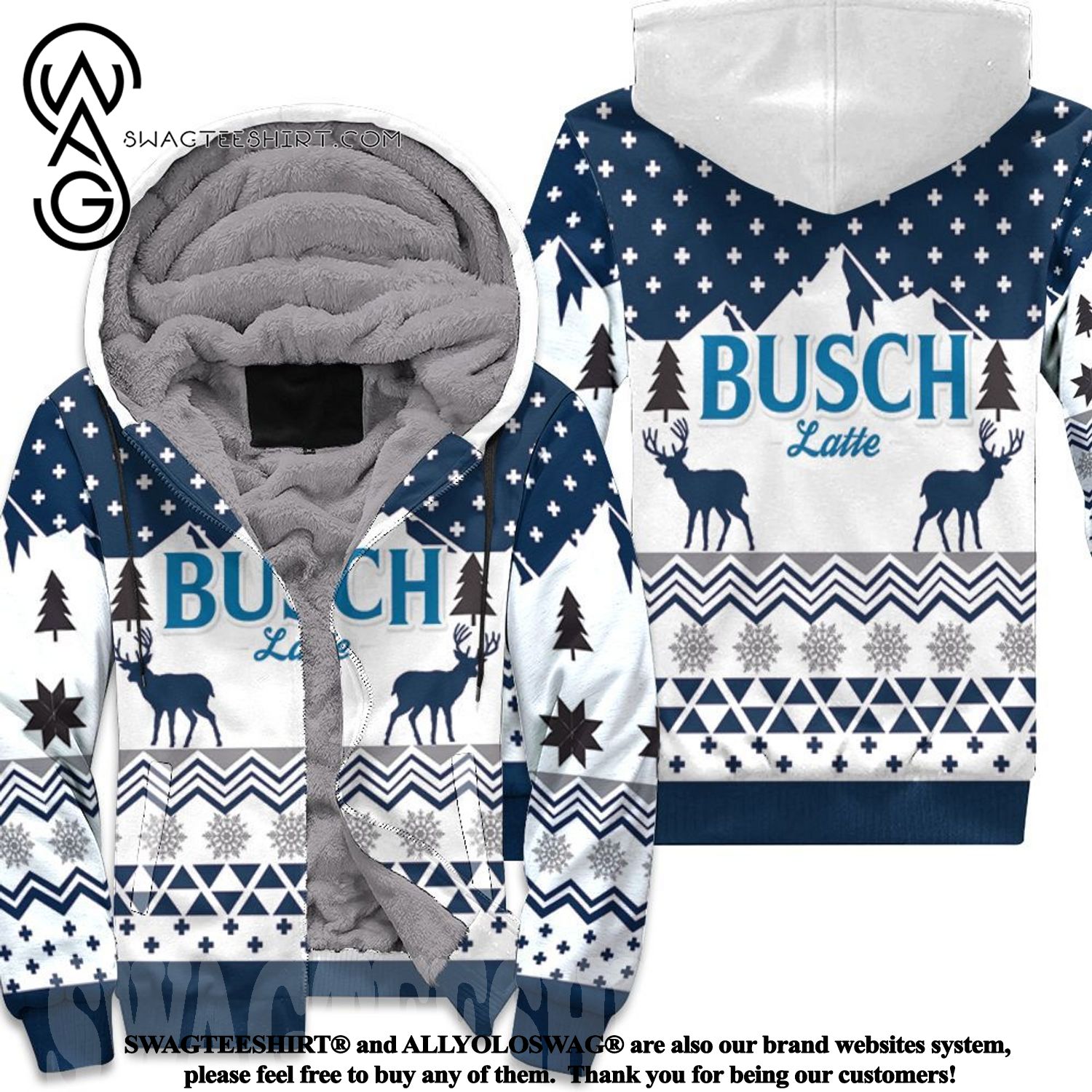 Busch Latte Christmas Gift Street Style Fleece Hoodie