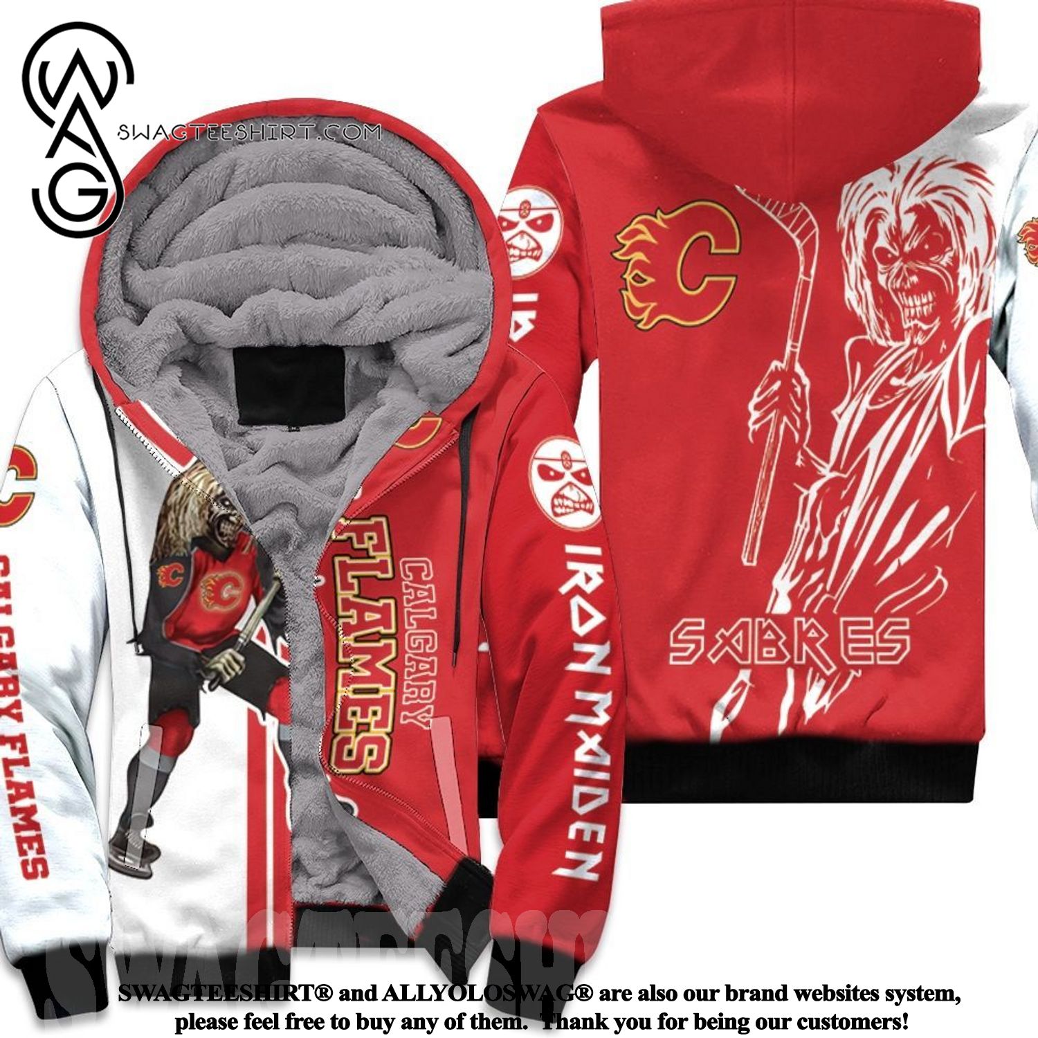 Calgary Flames And Zombie New Fashion Fleece Hoodie