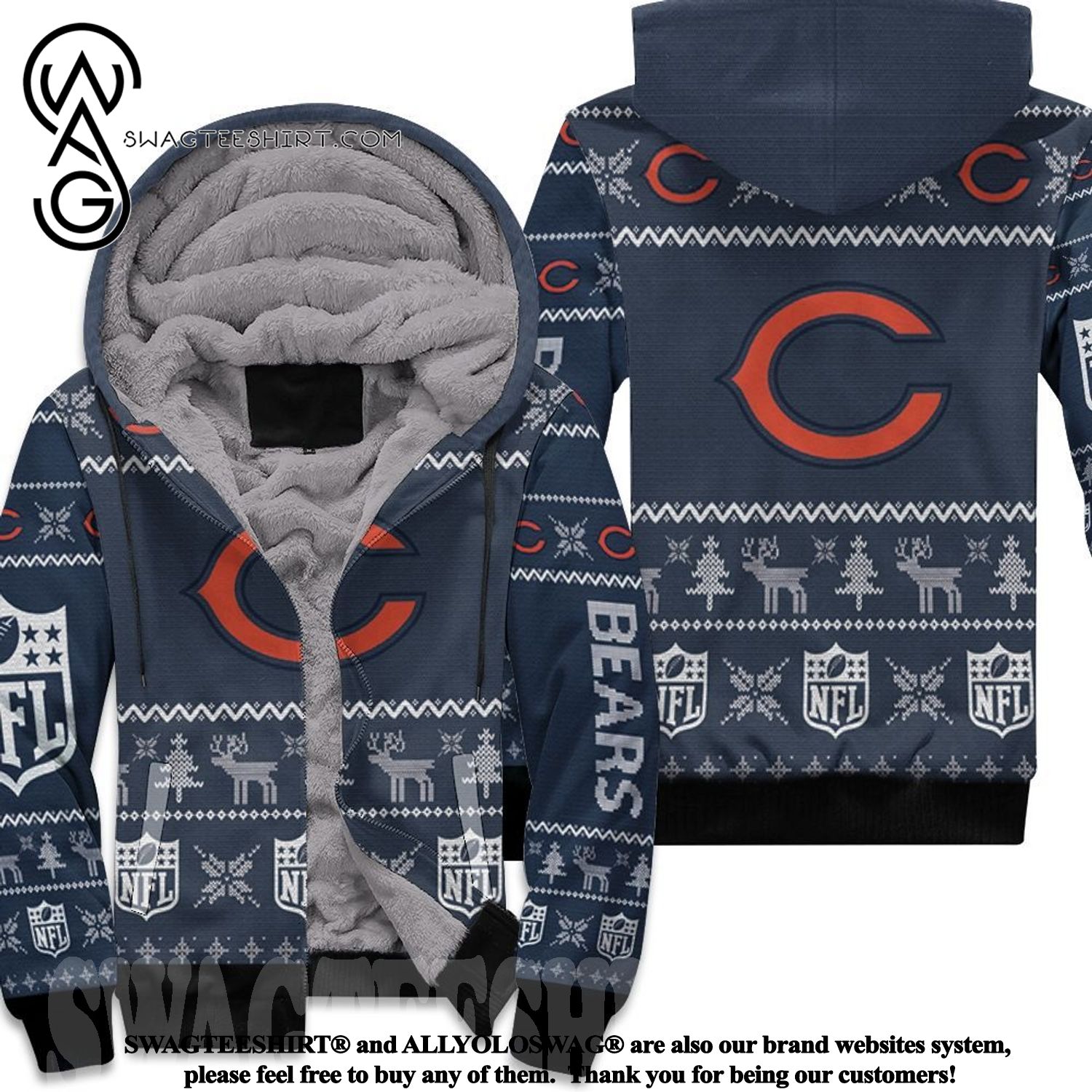Chicago Bears Nfl New Outfit Fleece Hoodie