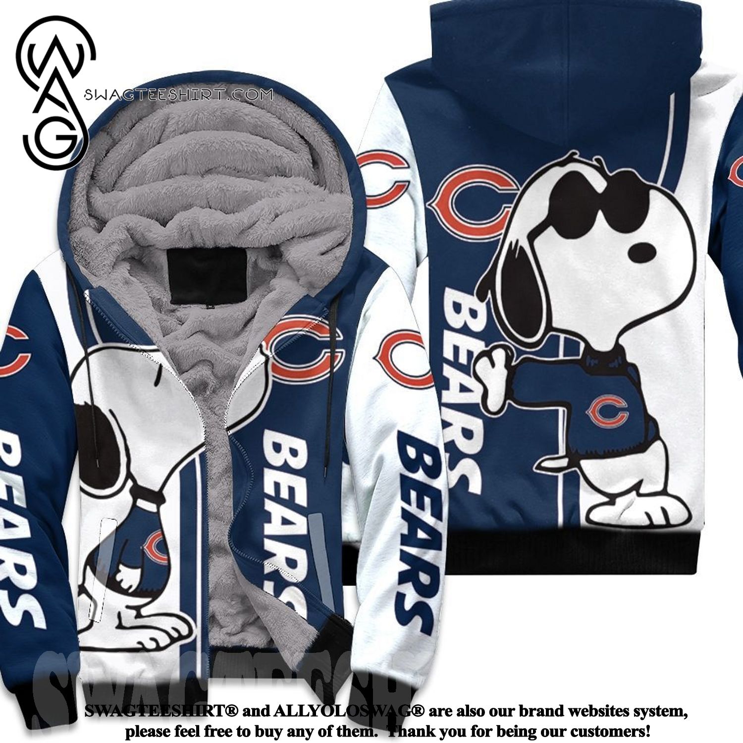 Chicago Bears Snoopy Lover Best Outfit Fleece Hoodie