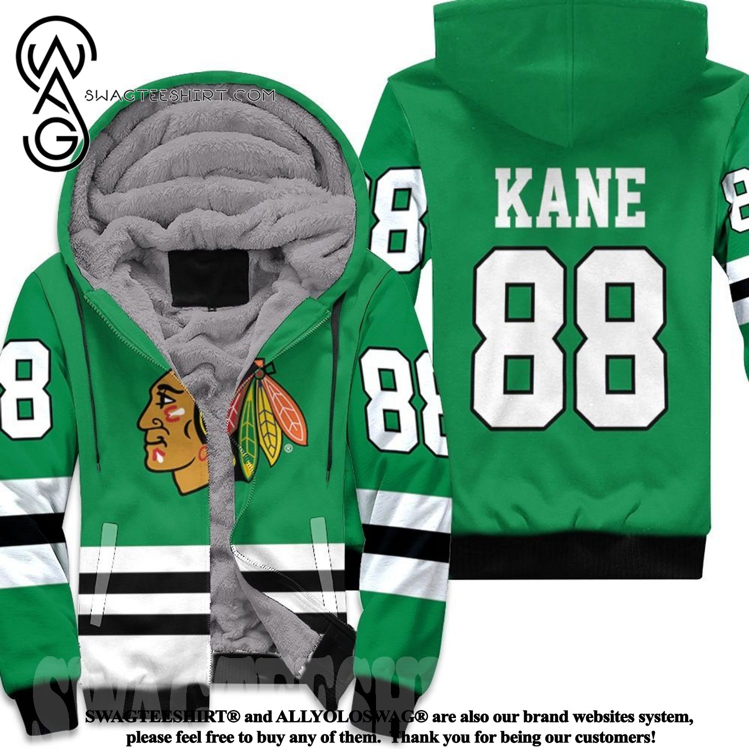 Chicago Blackhawks 88 Kane Inspired New Style Fleece Hoodie