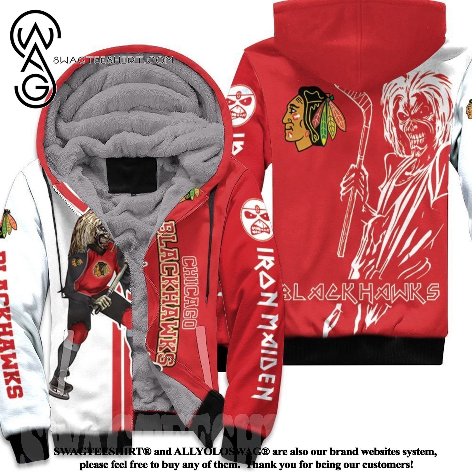 Chicago Blackhawks And Zombie For Fans Fleece Hoodie