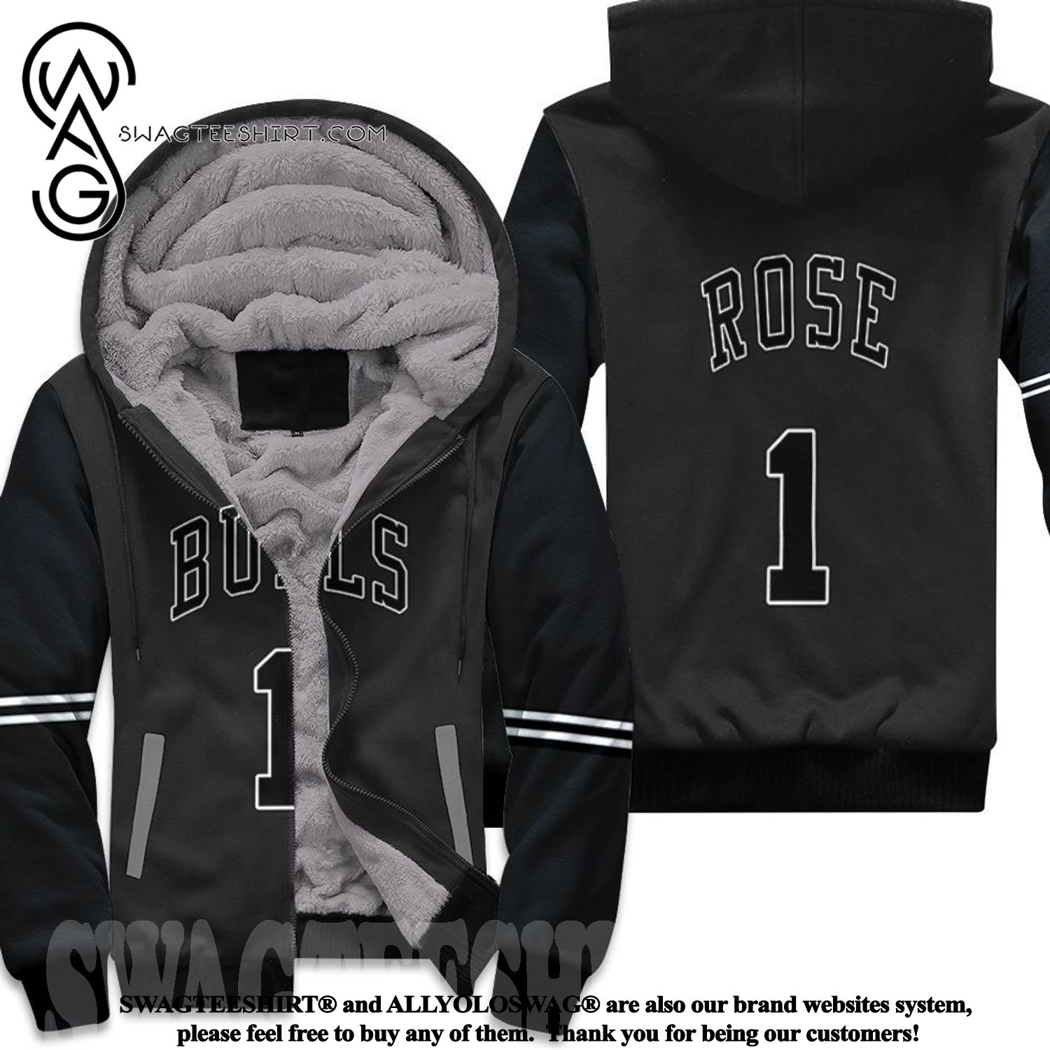 Chicago Bulls Derrick Rose 1 Nba Throwback Black Inspired Cool Style Fleece Hoodie