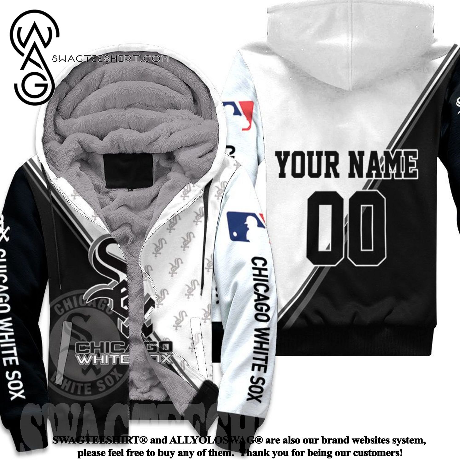 Chicago White Sox Black And White Best Combo All Over Print Fleece Hoodie