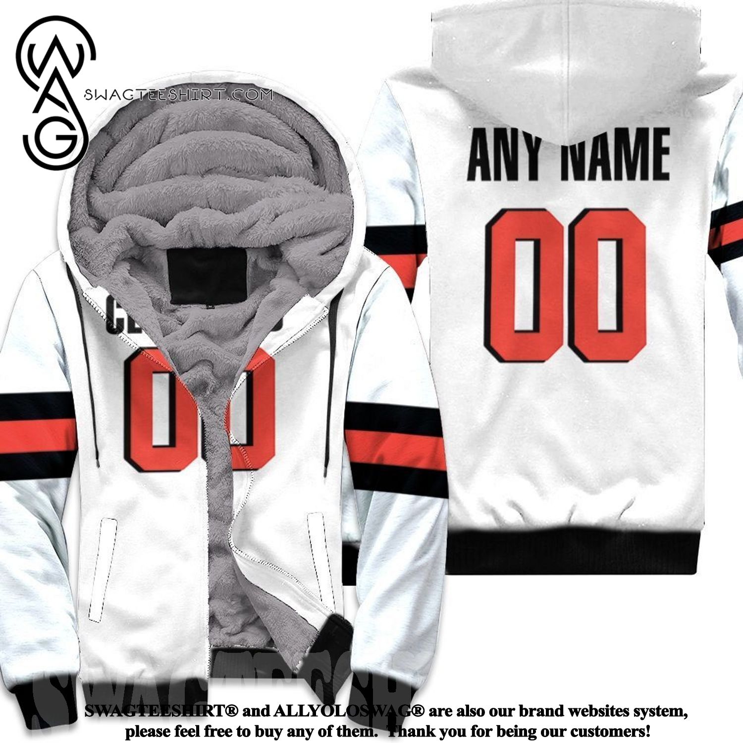 Cleveland Browns White Personalized Game Inspired Style Awesome Outfit Fleece Hoodie