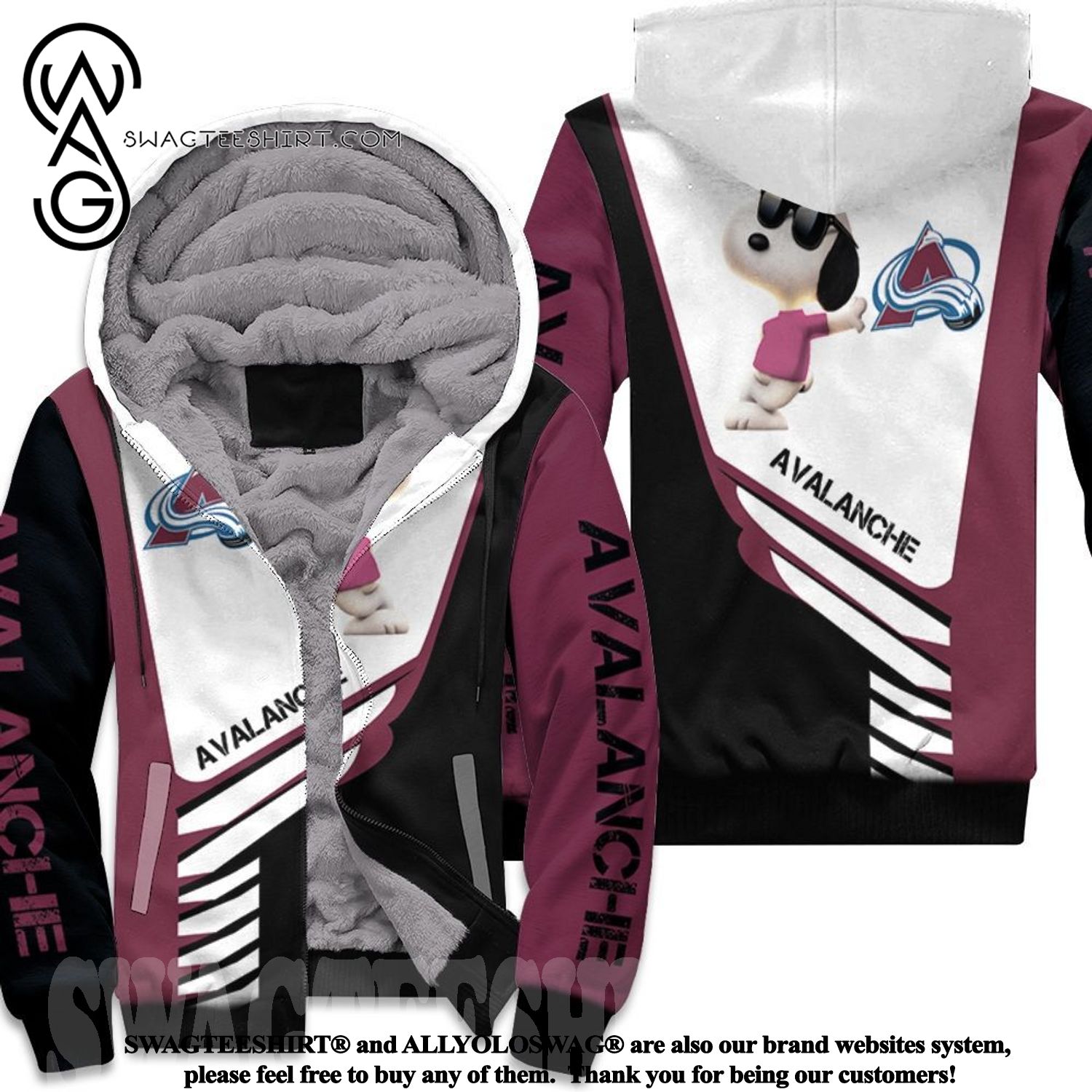 Colorado Avalanche Snoopy New Fashion Full Printed Fleece Hoodie