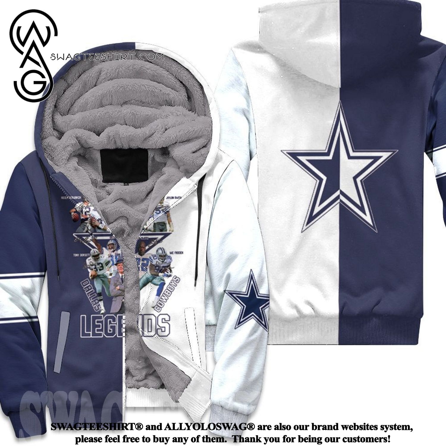Dallas Cowboys Legends Coach And Players Sgined Cool Version Fleece Hoodie