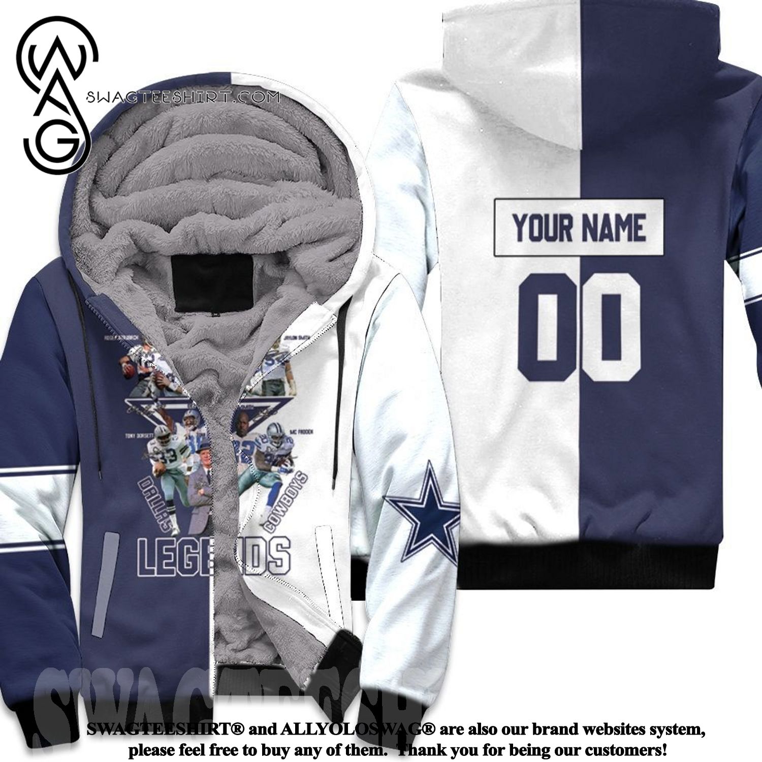 Dallas Cowboys Legends Coach And Players Signed Personalized Best Outfit Fleece Hoodie