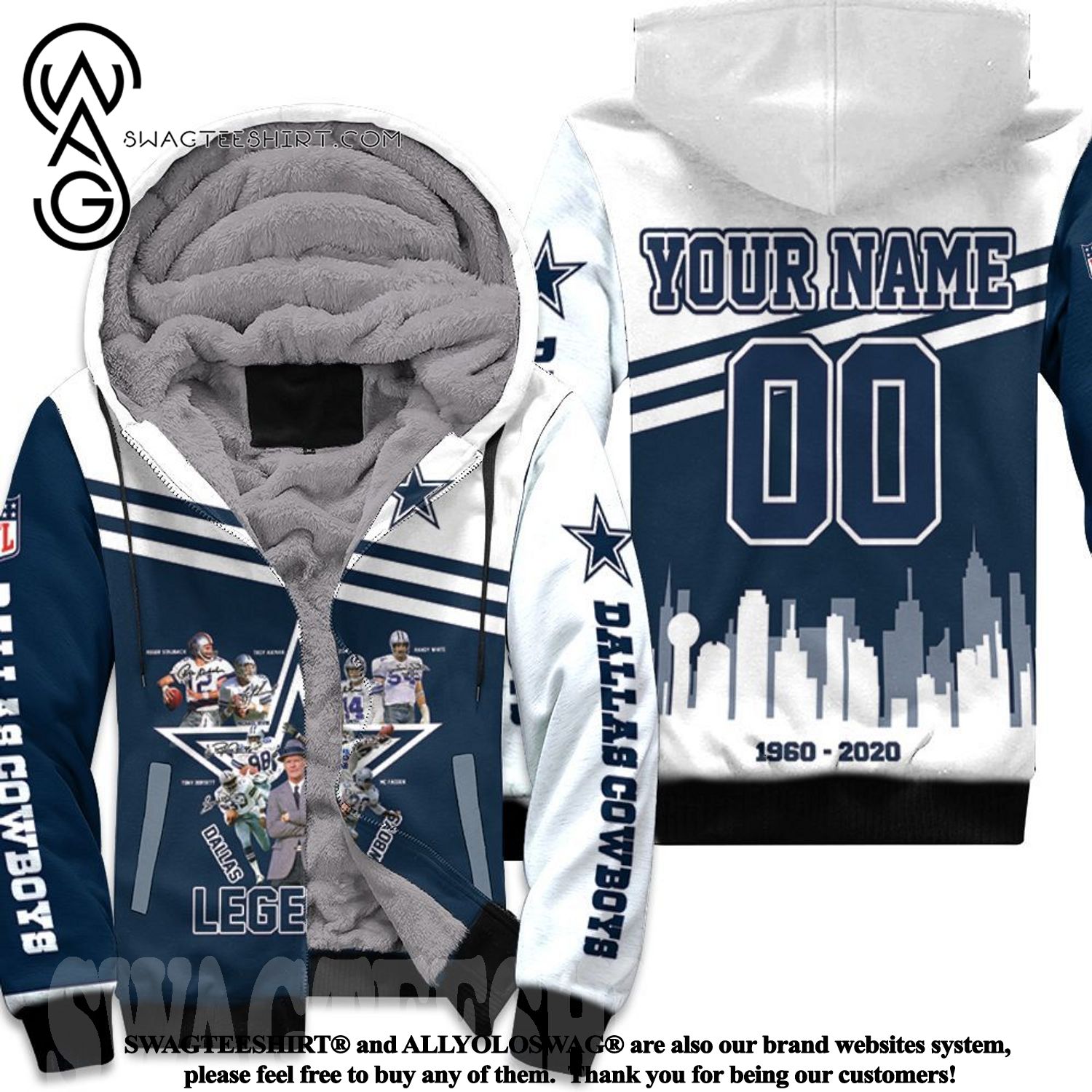Dallas Cowboys Legends Signature 60th Anniversary Hot Outfit Fleece Hoodie